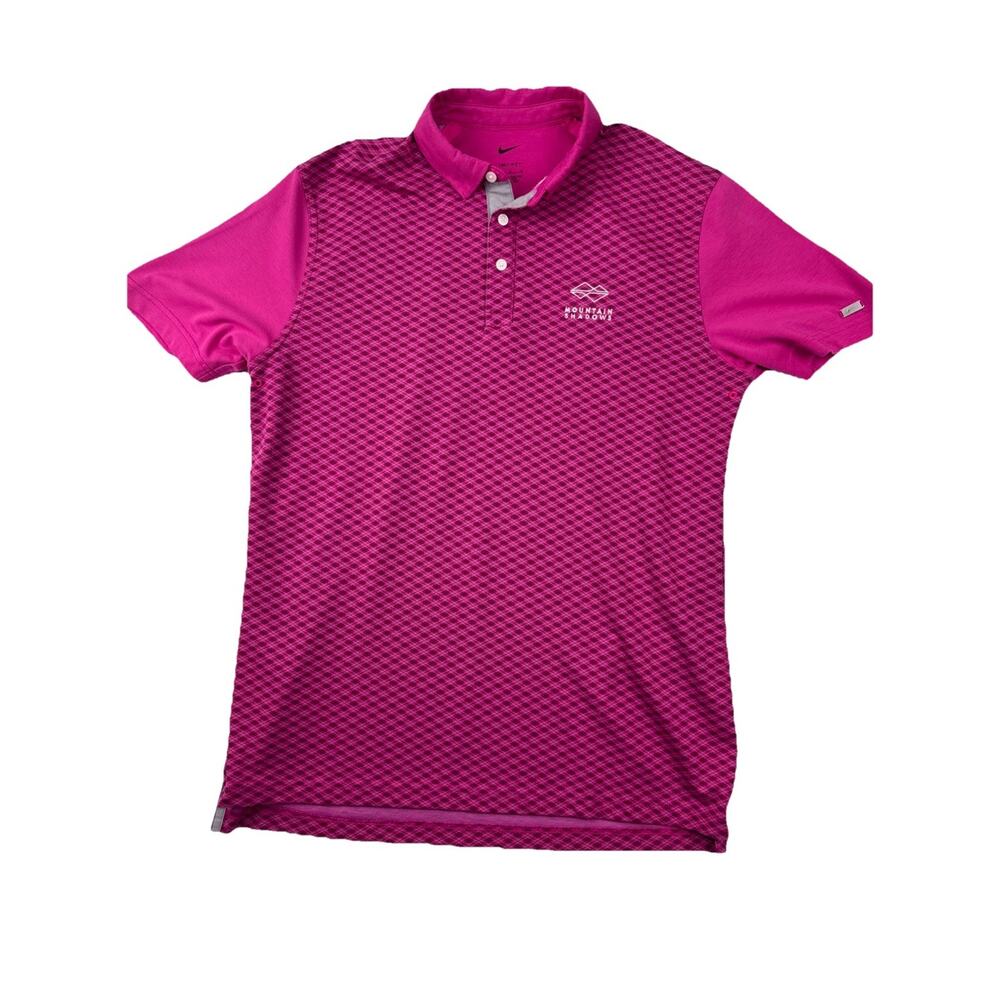 Nike Dri-FIT Golf Polo Pink Argyle Geometric Print Men’s Size Medium